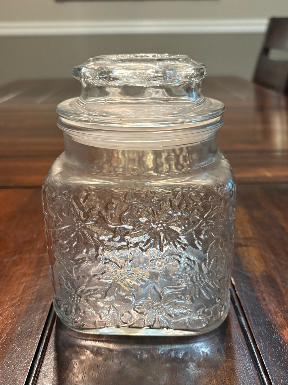 Fantasia Crystal Princess House Exclusive Glass Jar with Embossed Floral Design